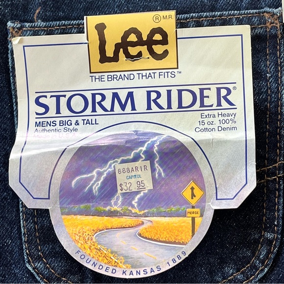 Vintage Lee Stormrider Denim Blue Jeans Big & Tall Mens 52x32 Made In USA NWT - Picture 2 of 9
